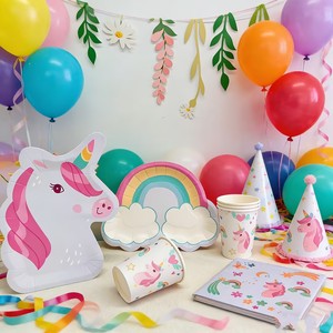 Décoration de fête sur le thème de la licorne DAMAI, assiettes en papier arc-en-ciel jetables, gobelets, serviettes, ensemble de vaisselle, fournitures de fête - Product Image 1