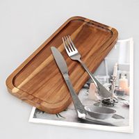 Assiettes à gâteau décoratives en bois d'acacia Petit plateau de service Plateaux en bois Mini plateau rectangulaire en bois