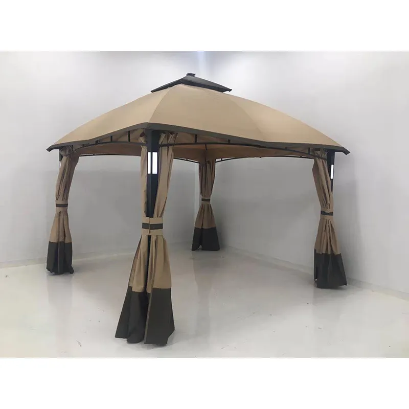 10x10 ft Solar light Outdoor Gazebo for Patios Canopy Soft Top Metal Frame for Lawn, Backyard Tent/canopy/gazebo