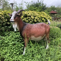 Patung Resin Hewan Kambing Hitam Simulasi SE7ART untuk Luar Ruangan, Buatan Tangan, Ukuran Asli, Antik, untuk Pemasangan di Lantai, Taman, Hutan, Peternakan, Halaman Rumput