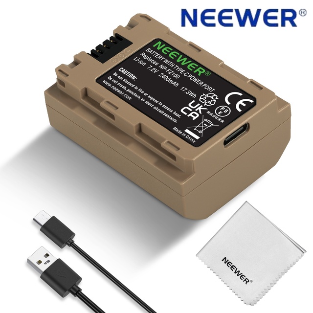 Neewer Battery Pack Replacement for NP-FZ100 A9 A7III A7RIII Cameras and VG-C3EM Grip, 7.2V 2400mAh Rechargeable Li-ion Battery