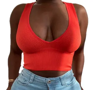 Summer Popular Style Solid Color Sleeveless Bodycon Basic Sexy Crop Top Pour Femmes