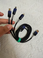 Câble de charge rapide magnétique USB-C 3-en-1 pour iPhone 15/14/13/Android, charge rapide 3A, cordon en nylon