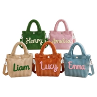 Bolso de pana personalizado, bolso cruzado con nombre bordado, bolso de mano con correa ajustable, regalo de cumpleaños personalizado para niños