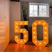 Yijiao Vente en gros de lettres lumineuses en acrylique LED de 3 pieds, 4 pieds, 5 pieds, logo lumineux pour la décoration d'arrière-plan d'événements d'anniversaire