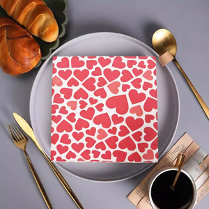 Printed Heart Shaped Square Paper Napkins 330mmx330mm For Valentine'S Day Celebrations - Product Image 4