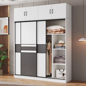 <span class=keywords><strong>Armario</strong></span> de Madera Maciza Dongma, Estilo Nórdico, Plegable, Resistente a la Humedad y al Moho, para Apartamentos Pequeños, Dormitorio, Puerta Corredera, Diseño Simple - Product Image 2