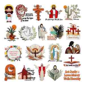 Patchs brodés thermocollants Croix de la foi chrétienne, Bible, Dieu, Jésus - Product Image 1