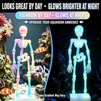Ornement d'aquarium squelette imprimé en 3D, figurine lumineuse pour aquarium, style créatif et tendance pour accessoires d'aquarium sous-marin