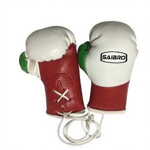 Saibro Boxing Gloves <b>Leather</b> Lace-Up Red White Green Unisex Protective Gear for Adults Standard Style - Product Image 3