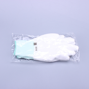 Guantes de trabajo de nailon, manguitos de mano de PU, 13 calibres, blancos - Product Image 4