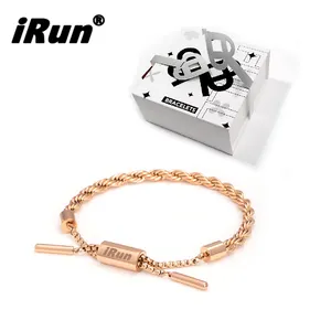 iRun Custom Engravable Metal Design Bracelet Stainless Steel Large Link Bracelet Casting Flower Chain Metal Bracelet