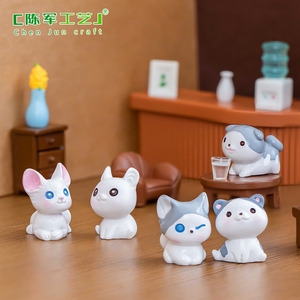 Artisanat en résine décorative de micro-paysage weij, petites figurines de dessin animé mignonnes pour le bureau, petits chats pour la voiture - Product Image 3