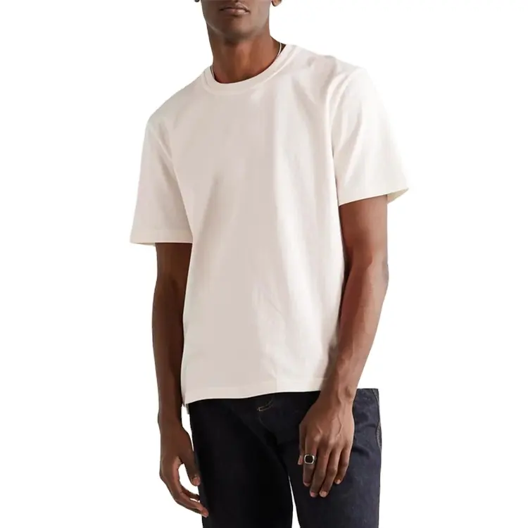 Custom Embroidered Mercerized Cotton Heavy Weight White Top Mens Short Sleeves Tee Oversized Tshirt Blank Plain T Shirt