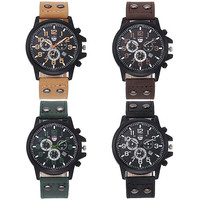 Montre de sport en plein air pour homme, bracelet en cuir givré, montre à Quartz avec calendrier