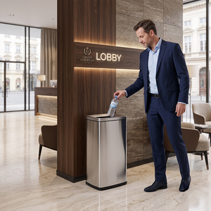 Cestino Rettangolare Commerciale <span class=keywords><strong>per</strong></span> Hall d'Hotel, Senza Coperchio, 30L, Grande Capacità, in Metallo, da Terra - Product Image 1