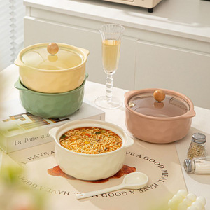 طقم أوعية حساء كبيرة من السيراميك على الطراز الأمريكي من إيسترن روك، آمنة للاستخدام في الميكروويف، أدوات مائدة للعودة إلى المدرسة - Product Image 4