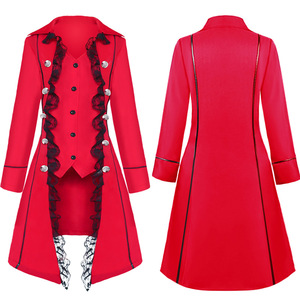 Chaqueta <span class=keywords><strong>de</strong></span> traje victoriano Vintage Medieval para mujer, gabardina <span class=keywords><strong>de</strong></span> encaje con doble botonadura, chaleco Steampunk ajustado, abrigo para mujer - Product Image 4
