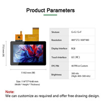 Pantalla Táctil LCD Anti-Reflejante de 4.3 Pulgadas, 800*480, RGB/MIPI TFT, Legible Bajo la Luz Solar, 400-1000 Nits