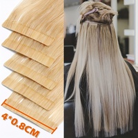 Extensions de cheveux de qualité supérieure à bandes adhésives, double épaisseur, sans nœuds, extensions de cheveux humains à bandes adhésives