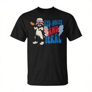 Camiseta Raccoon Merica Rock Red White And Feral para el 4 de julio - Product Image 2