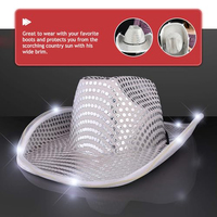 Cappello da Cowboy Luminoso SOLPOP con LED e Paillettes, Cappello Disco con Visiera Arrotolabile per Donne e Uomini, Ideale per Feste