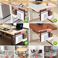 Support de rangement latéral pour bureau, plateau de gestion des câbles à fixation sans perçage, support pour ordinateur portable avec porte-stylo magnétique pour le bureau et la maison