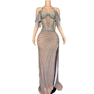 Boîte de nuit Bar Festival tenue chanteur danseur <span class=keywords><strong>robe</strong></span> de soirée femmes chanteur Jazz danse Costume plein strass <span class=keywords><strong>robe</strong></span> de soirée - Product Image 1