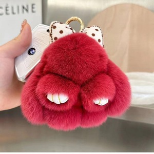 New Arrival nhỏ Dễ Thương Thỏ Kawaii Bow <span class=keywords><strong>Bunny</strong></span> Keychain Mặt dây chuyền Túi ba lô PURSE Charm Fluffy thỏ Pom Pom móc khóa - Product Image 6