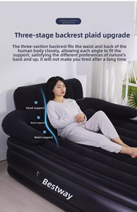 Colchón inflable doble personalizado con bomba integrada, cama de aire con respaldo plegable para acampar, hotel y uso de muebles para el hogar - Product Image 3