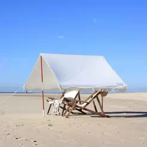 Legno massello personalizzato 3 metri 4 metri tetto tetto riparo mare tela Cabana tenda da spiaggia tende da campeggio all'aperto con nappa