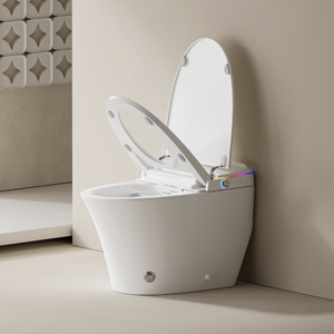 Siège chauffant mural intelligent multifonctionnel à commande IA, avec chasse d'eau par siphon et sensation de pied dans la cuve, en céramique 5.0L, automatique - Product Image 1