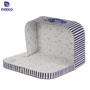 Simple black and white striped cardboard box, baby clothing packaging box, hand printed luggage with handle - Product Image 6