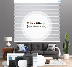 Persianas Enrollables Eléctricas Modernas Tipo Zebra de Doble Capa con Filtro de Luz y Privacidad para Ventanas Francesas, Dormitorios y Oficinas - Product Image 3