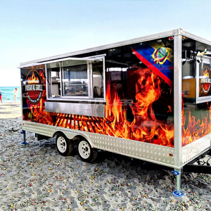 Chariot <span class=keywords><strong>de</strong></span> restauration carré tout équipement 13-16 pieds en aluminium et fibre <span class=keywords><strong>de</strong></span> verre, remorque alimentaire BBQ, équipement personnalisé pour restaurants, bonbons et chips - Product Image 1