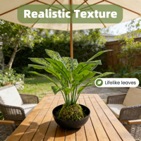 Plante tropicale artificielle Calathea Orbifolia en plastique, réaliste, en vrac, directement de l'usine, pour le bureau du Nouvel An, durable et légère