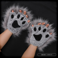 Accessoire en peluche oreilles et pattes d'animaux style Lolita, mignonnes pattes de chat Neko, gants mi-doigts, ornement assorti pour tenue quotidienne