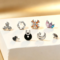 Customized Titanium Crystal Perforated Body Earrings Internal Thread Ear Bone Cartilage Piercing Flat Bottom Design Wedding Gift