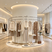 Portant à vêtements incurvé sur mesure en acier inoxydable, rail de suspension autoportant pour vêtements, mobilier de présentation pour boutique