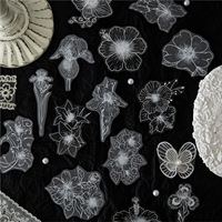 10 autocollants par paquet, série Moonlit Blossoms, autocollants de journal DIY à thème floral rétro