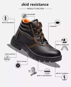 أحذية سلامة رجالية عالية الجودة من الفولاذ بأصابع القدم أحذية أمان من الجلد الميكروفايبر مانعة للانزلاق بالجملة رخيصة واقية - Product Image 2