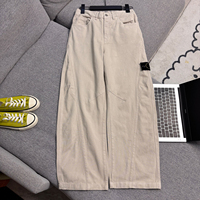 Pantalon décontracté pour homme Stone Patch Badge Wide Barrel Leg Island