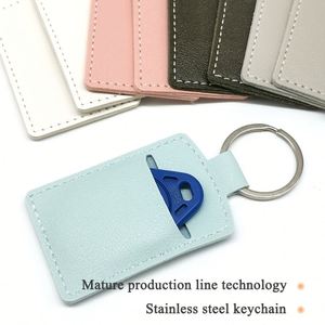 Mini Access Control Keychain Pouch Portable Pu Leather <b>Key</b> <b>Ring</b> Square Id Badge Card Holder - Product Image 4