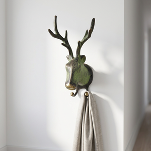 AK Brass Deer Shape Wall <b>Hook</b> Stainless Steel Green Finished <b>Decorative</b> <b>Coat</b> <b>Hook</b> Double Wall Hanger Clothes Hanger Towel <b>Hook</b> - Product Image 3