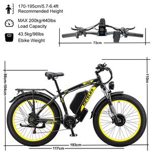 Bicicleta Eléctrica de Montaña <span class=keywords><strong>Keteles</strong></span> K800 con Cuadro de Aleación de Aluminio, Llantas Gruesas de 26 Pulgadas y Amortiguación - Product Image 4