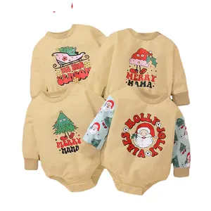 Fuyu חג מולד ילדים סנטה להדפיס שרוול ארוך בגד גוף פעוט התחממות onesie החורף rompers עבור בנות תינוק
