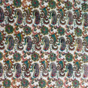 Tela de Algodón Puro Estampada a Mano, Diseño Paisley Multicolor, Estilo Boho, Ligera, 80 GSM, Textil Indio Hecho a Mano para Prendas y Decoración del Hogar - Product Image 2