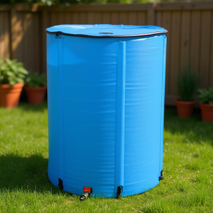 Baril à eau de pluie pliable bleu de 100 gallons, collecteur d'eau, fournitures de jardin, matériau Oxford - Product Image 2