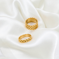 Bague Chaîne Tendance en Acier Inoxydable Plaqué Or 18K pour Femme, Idéale pour les Fêtes et les Cadeaux – Vente en Gros