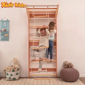 Детская складная недорогая деревянная шведская лестница Xiair, настенные перекладины, рама для лазания в рубчик для малышей, игрушка для упражнений, игровая площадка Монтессори